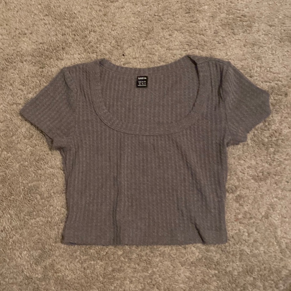 Waffle Grey Baby Tee🤍